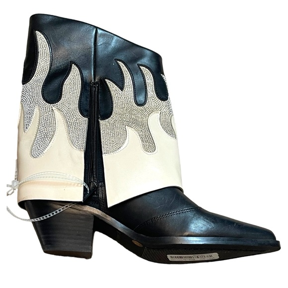 Gianni Bini CONLEYTWO Western Rhinestone Flame Foldover Boots - Picture 6 of 14